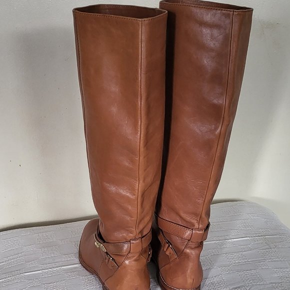 COACH LEATHER TAN CHRISTINE RIDING BOOTS - Picture 6 of 9